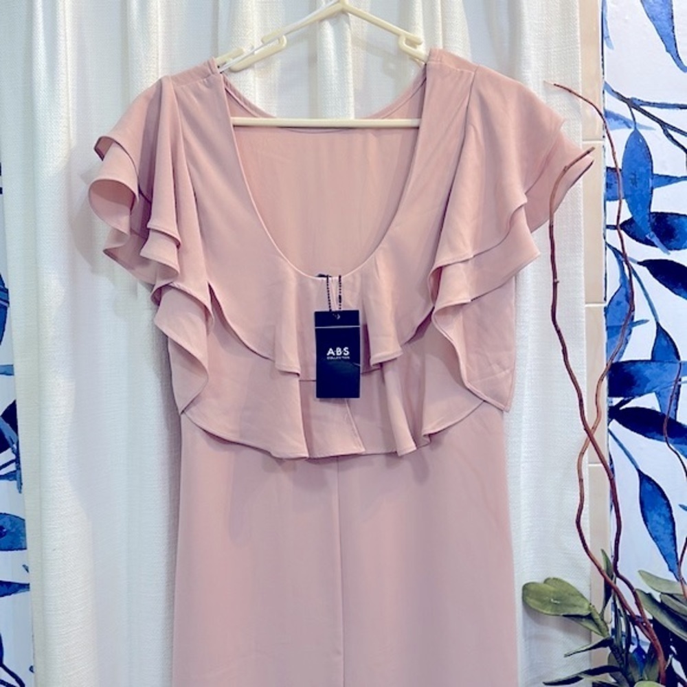 NWT Women’s ABS Collection 100% Polyester Ruffle Trim Dress Size Small - Picture 6 of 10